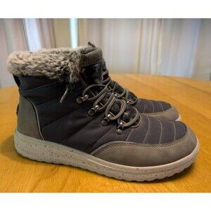 Hey Dude Womens Brandy Grey Faux Fur Oxford Ankle Boot Booties Size US 11 Unworn